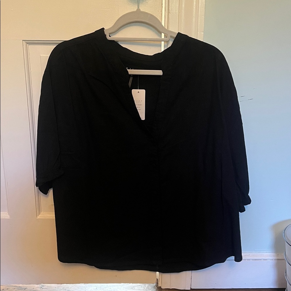 Black V-Neck Blouse